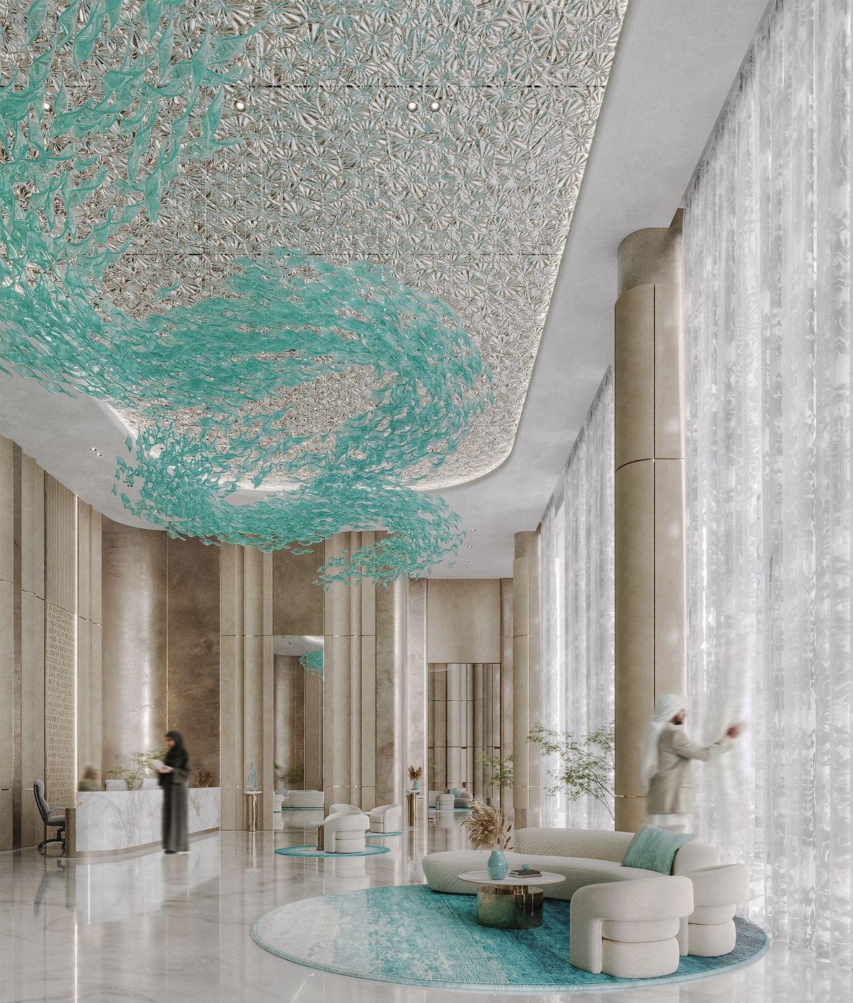 Aqua Glass Lobby Installation